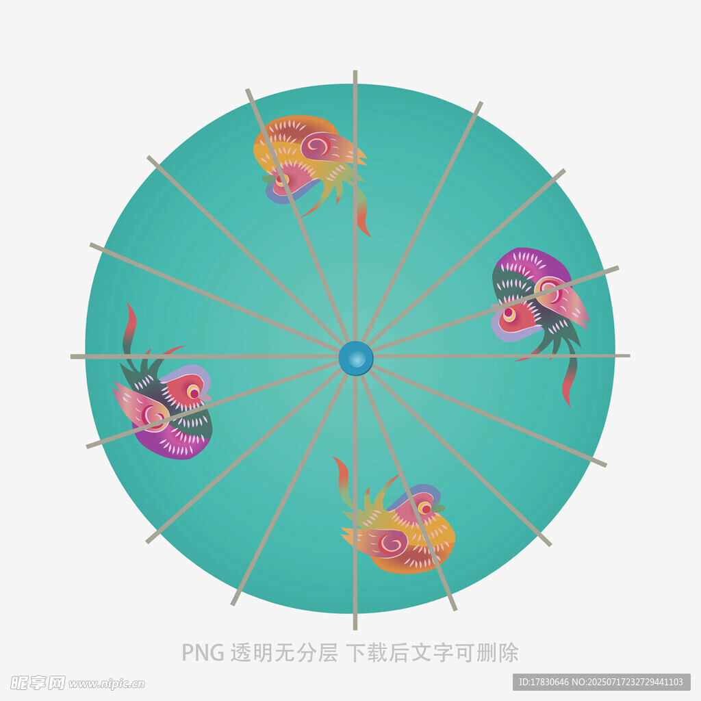 传统手绘风多彩油纸伞图案
