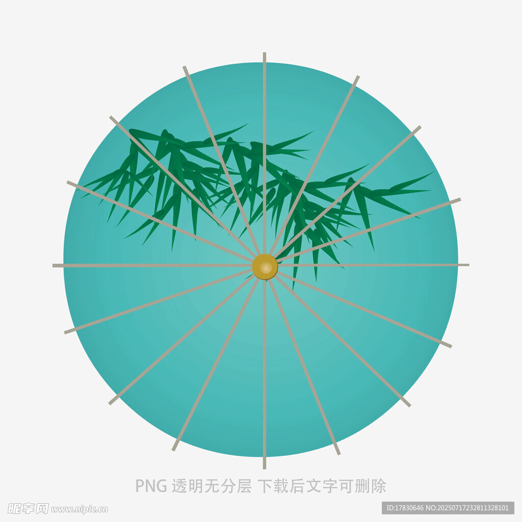 中式竹韵圆形古风装饰图案