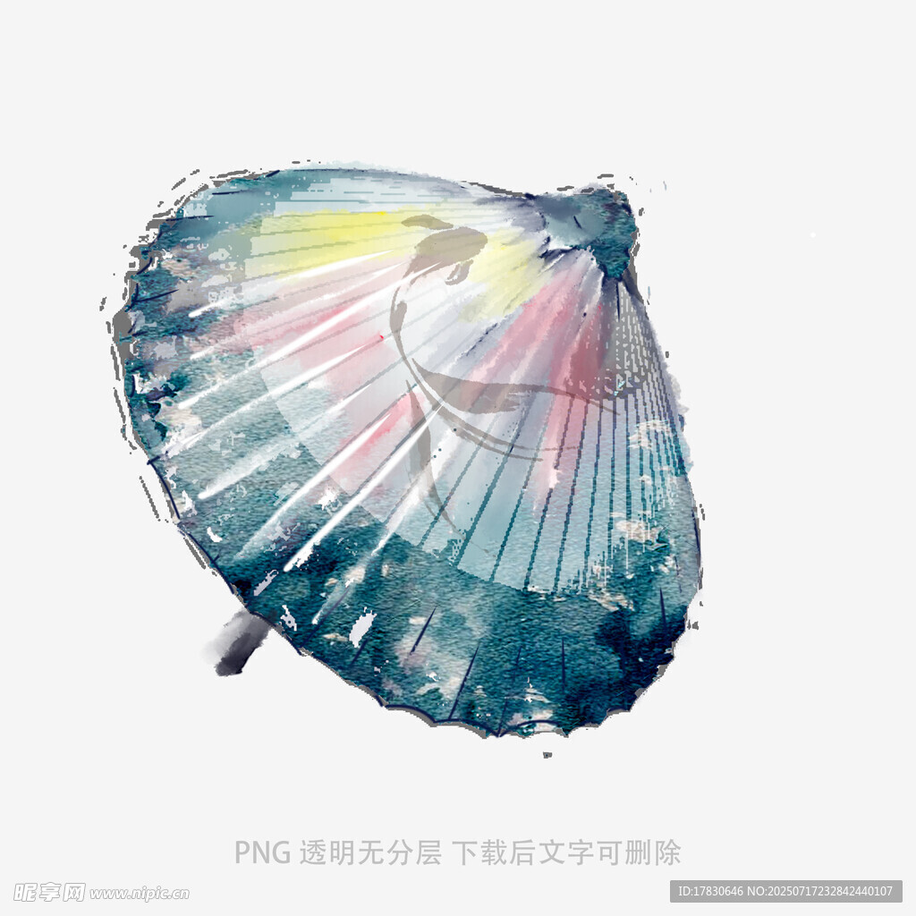 彩色手绘风油纸伞图案