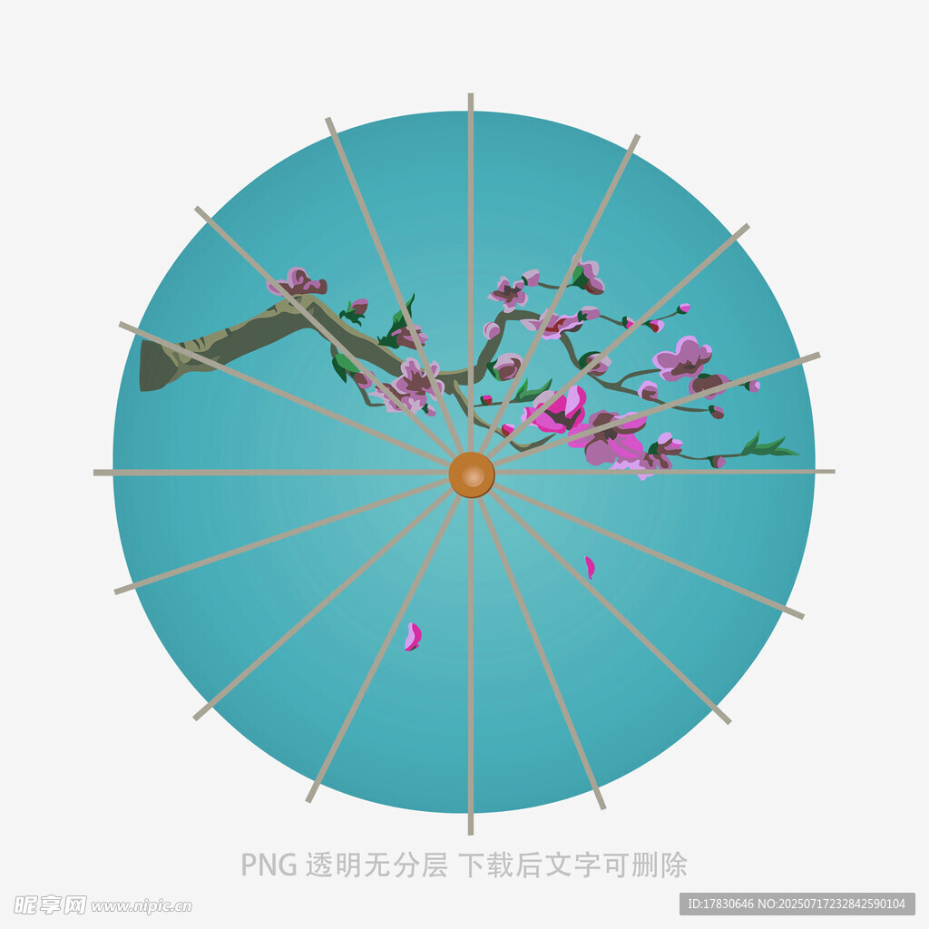 古风桃花油纸伞图案设计