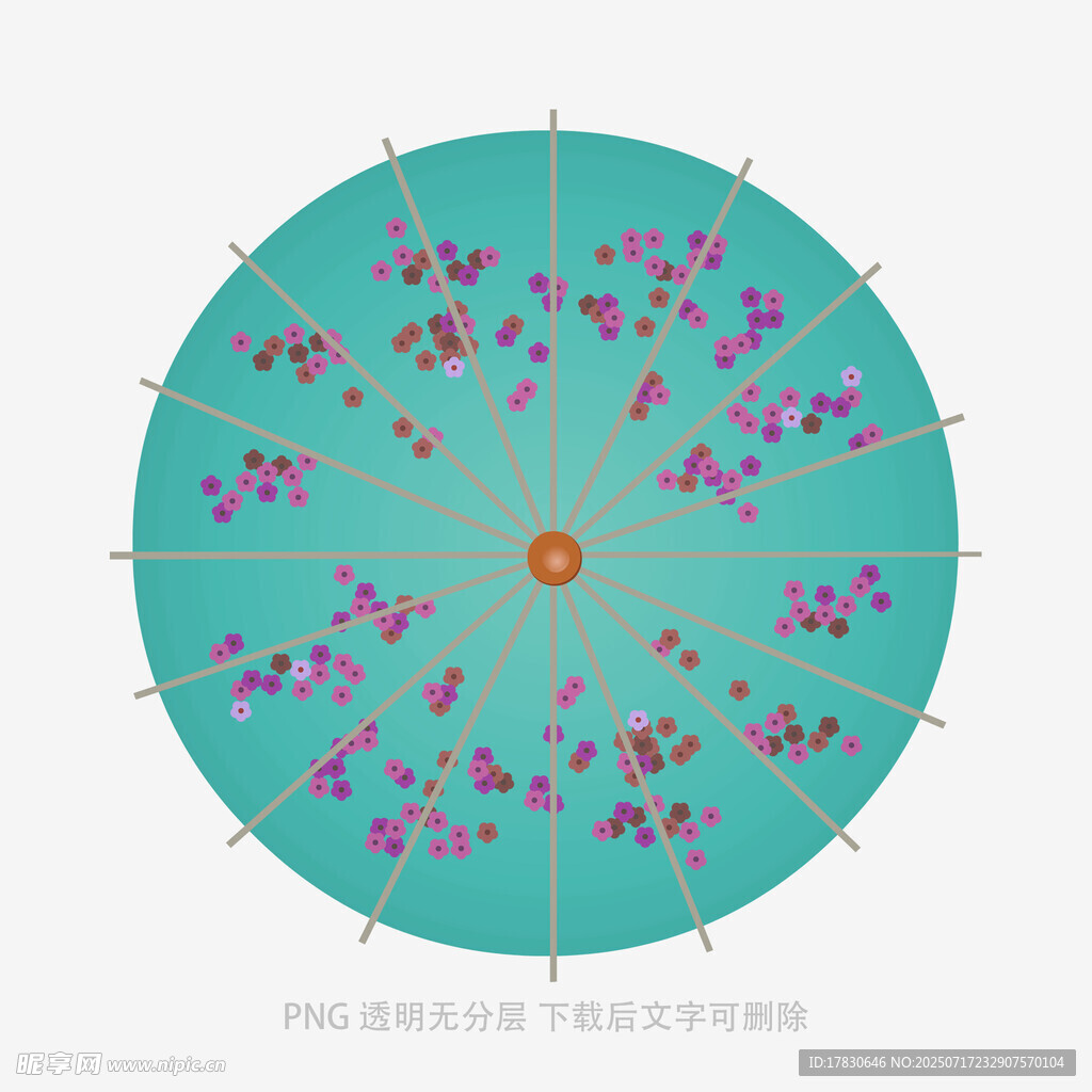 中式花卉图案圆形油纸伞