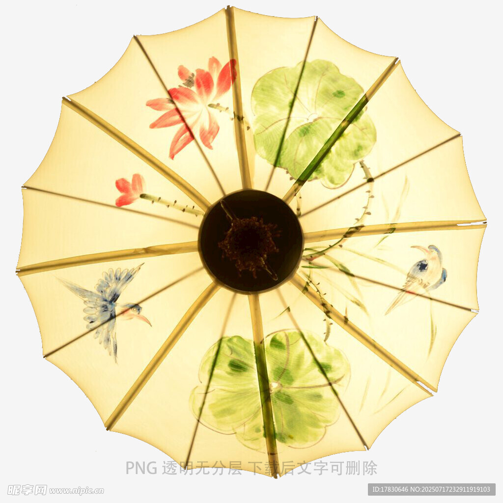 古风手绘花鸟油纸伞
