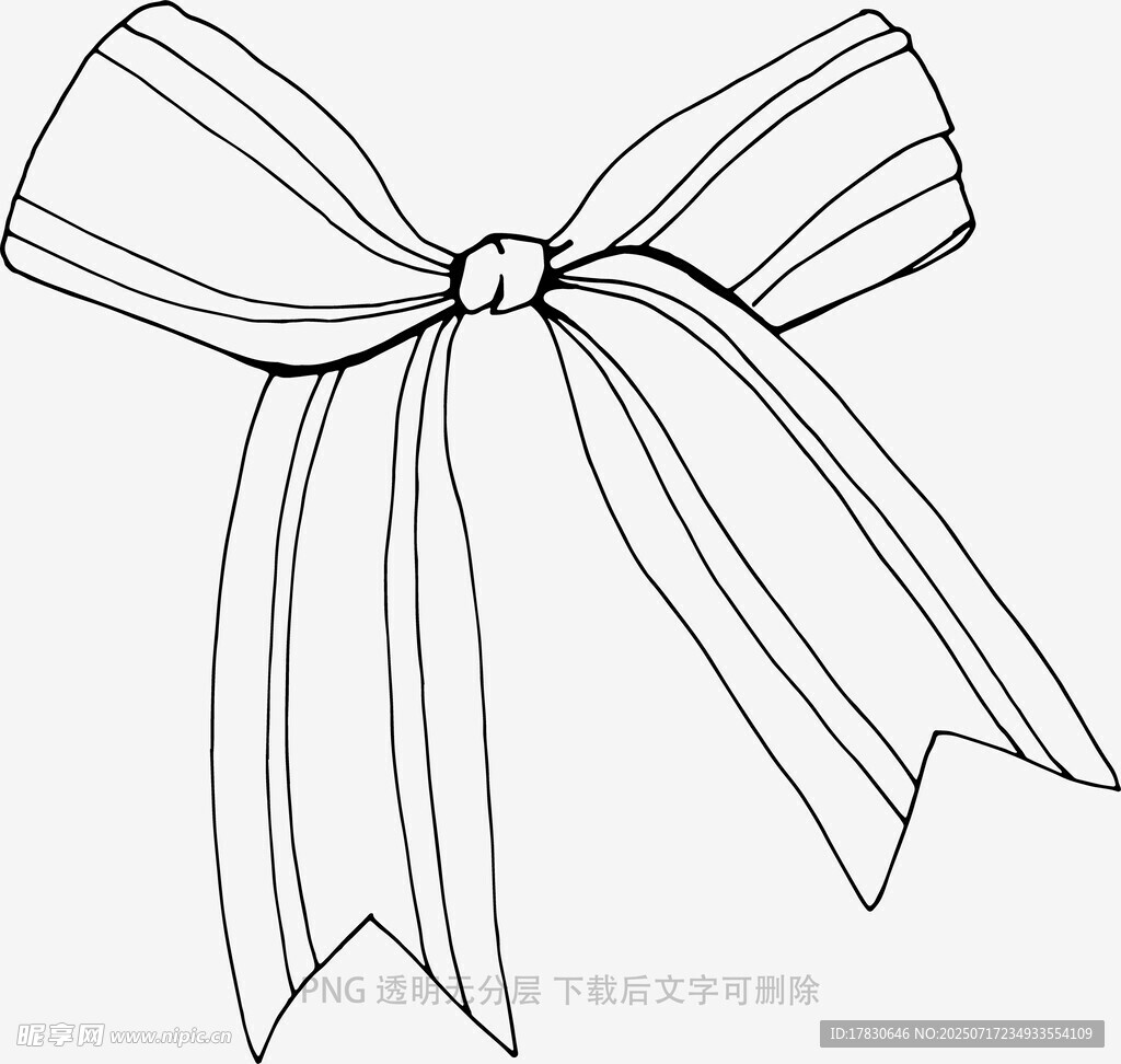 手绘蝴蝶结线条图