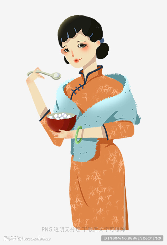 民国女子喂奶场景插画