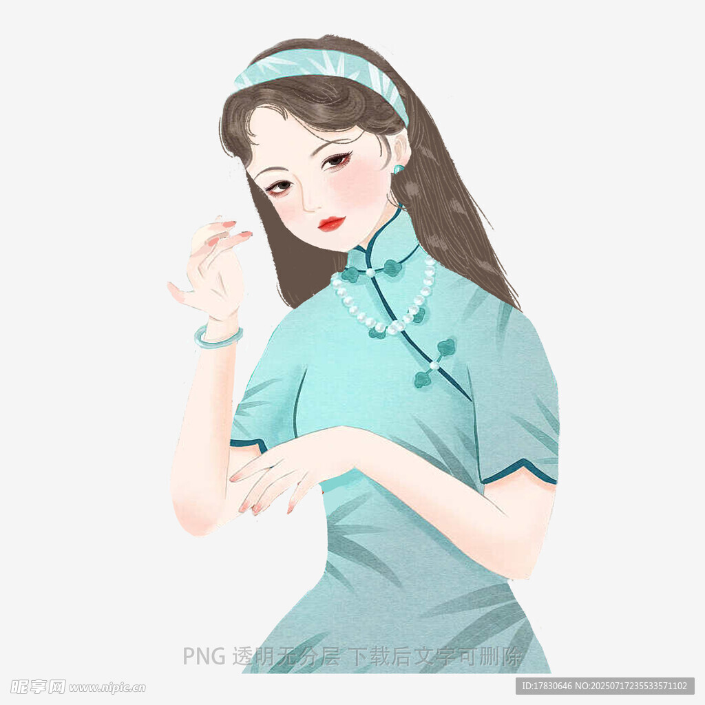 复古旗袍少女优雅姿态