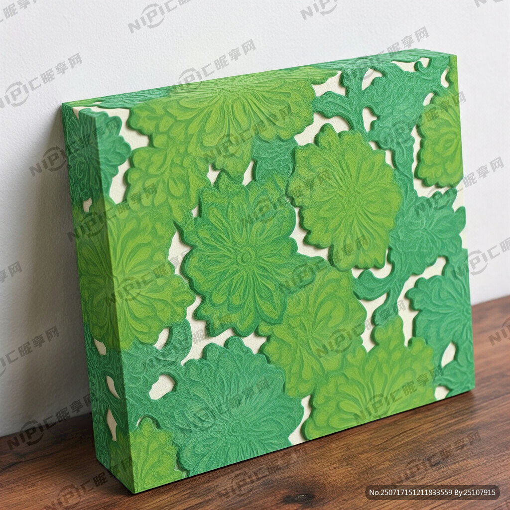绿色 复古花纹 花纹立体 时尚