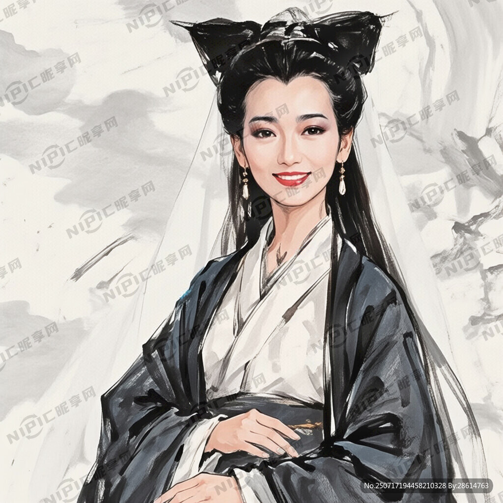 将白娘子以蒙娜丽莎的形式创作成
