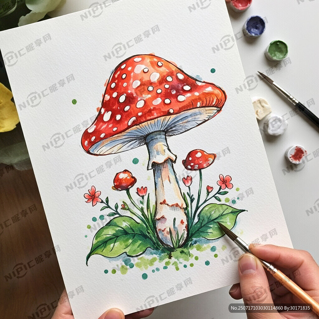 蘑菇形状扁平手绘型 高质量渲染