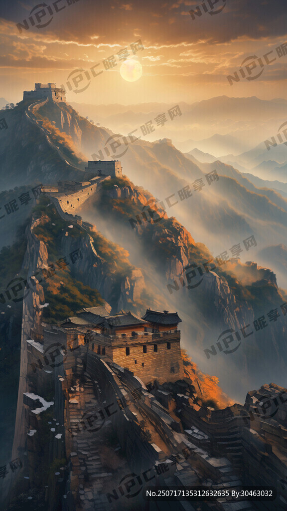 壮美长城 蜿蜒山间 天空 日出