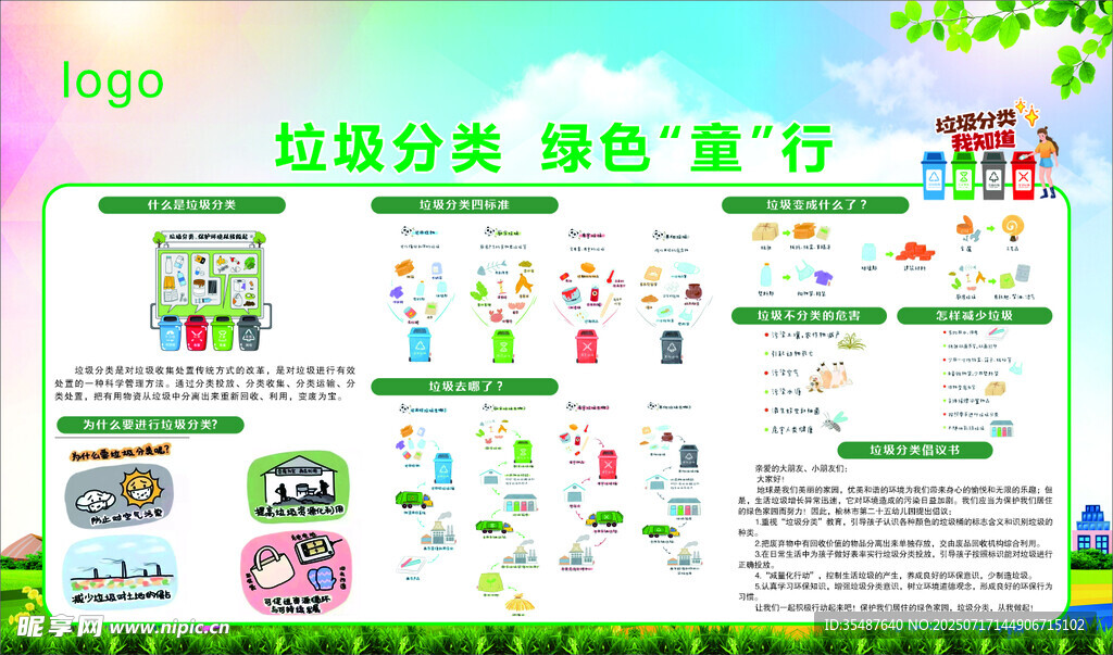 垃圾分类绿色出行宣传页