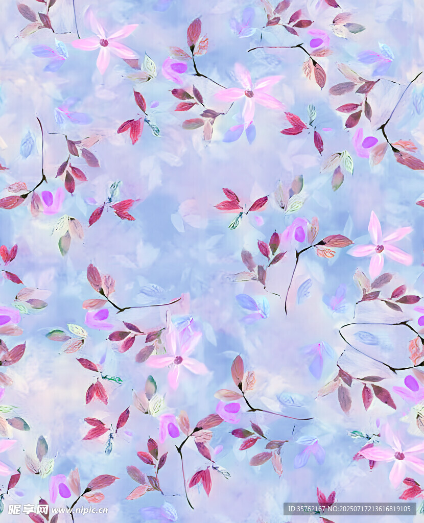 淡蓝底粉色花卉图案纹理