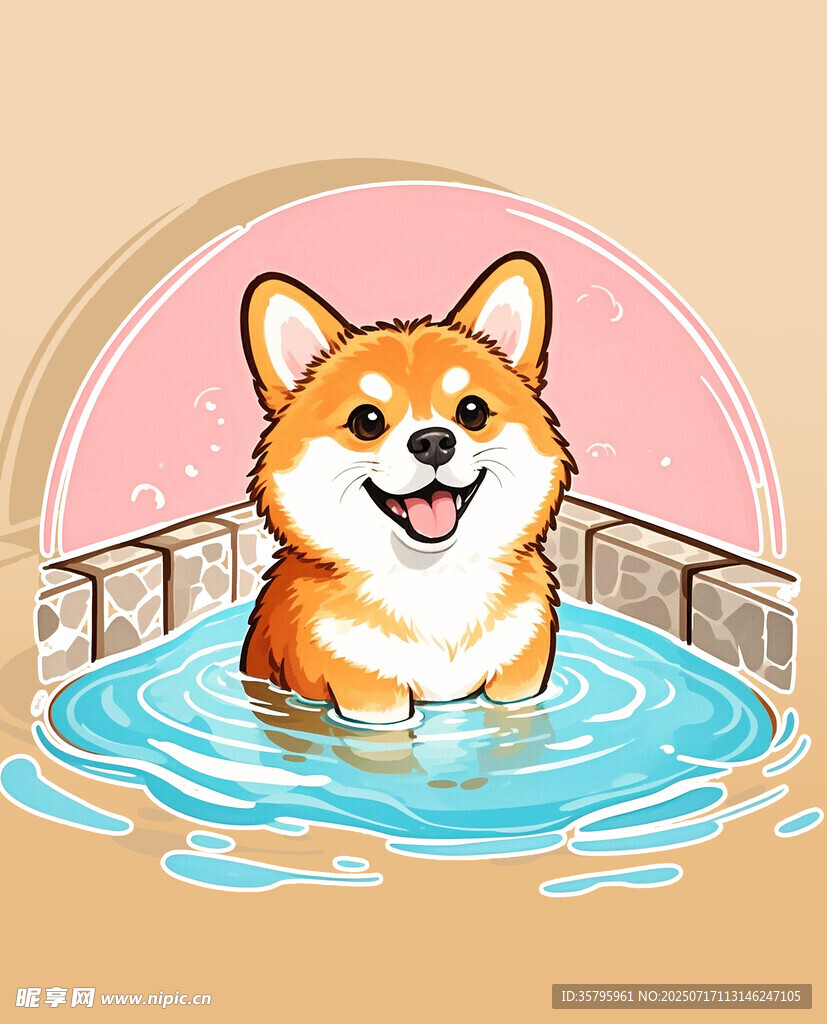 卡通柯基犬插图