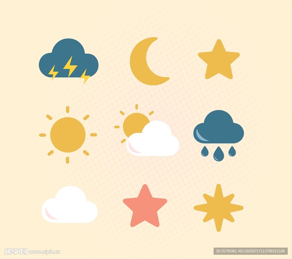 天气与星星图标插图