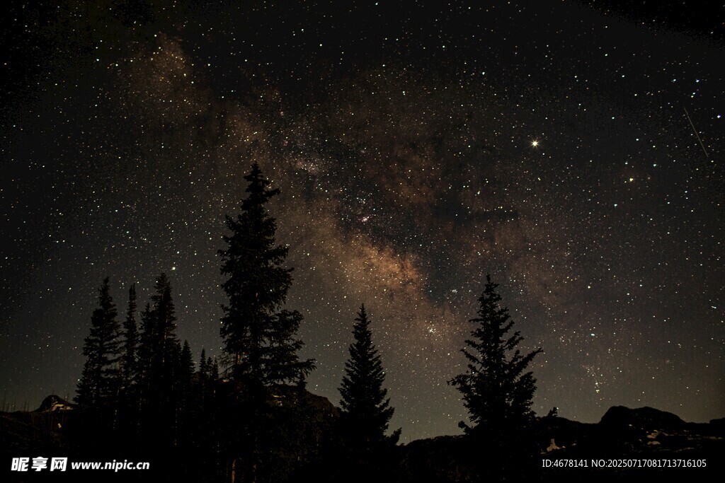 夜空下的森林与璀璨星河