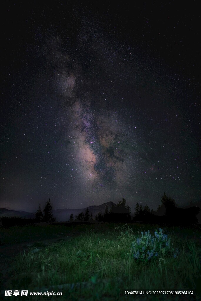 草原上的璀璨星空夜景