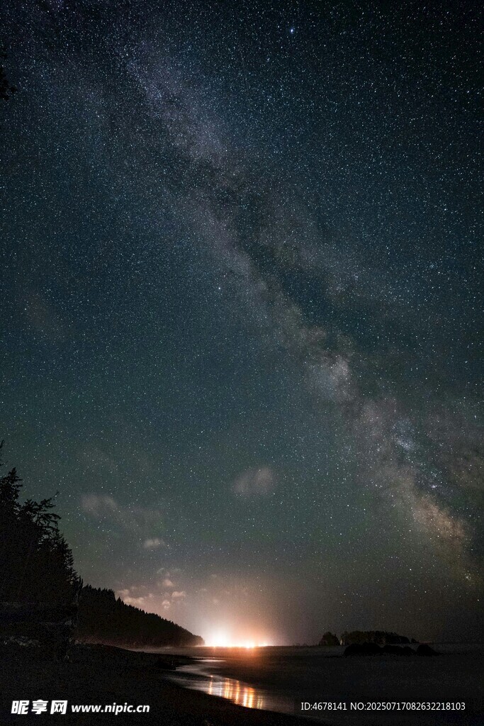 星空下的静谧海岸夜景
