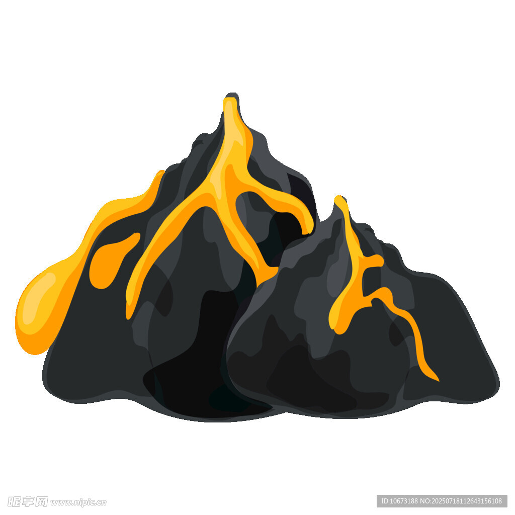 喷发的卡通火山