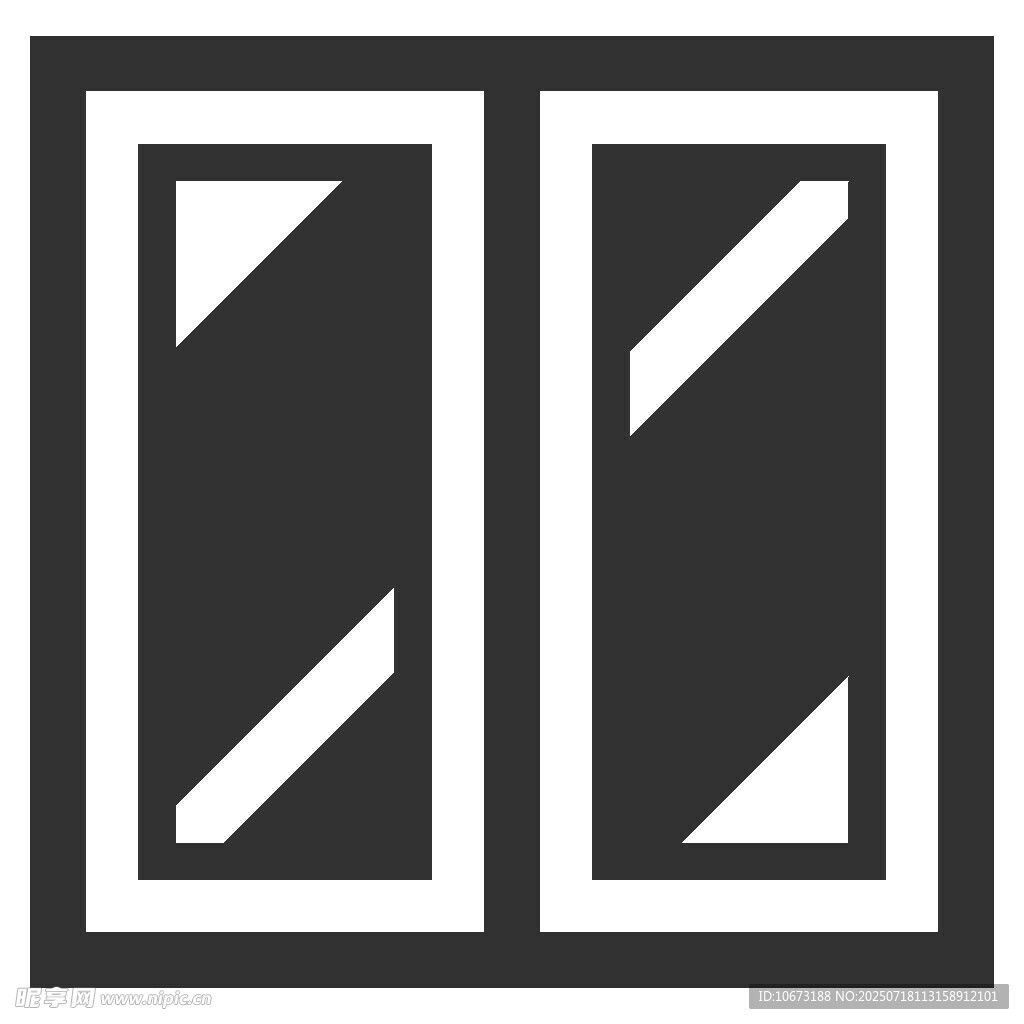 双扇简约黑白几何图标