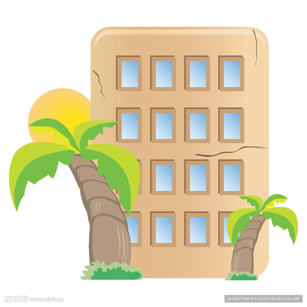 热带风情建筑与棕榈树