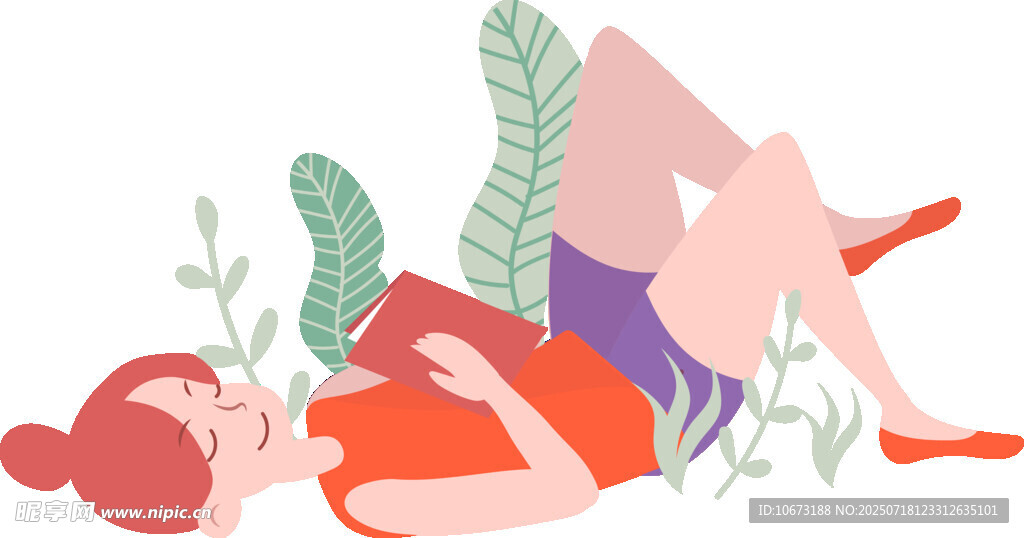 女子惬意躺卧享受阅读时光