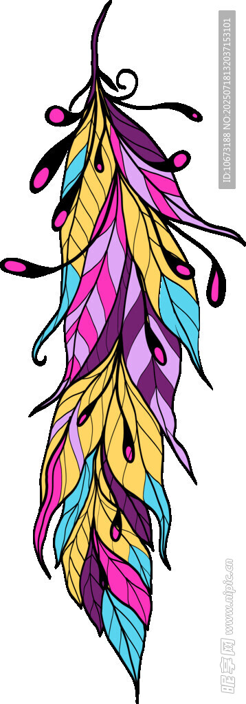 彩色梦幻羽毛插画