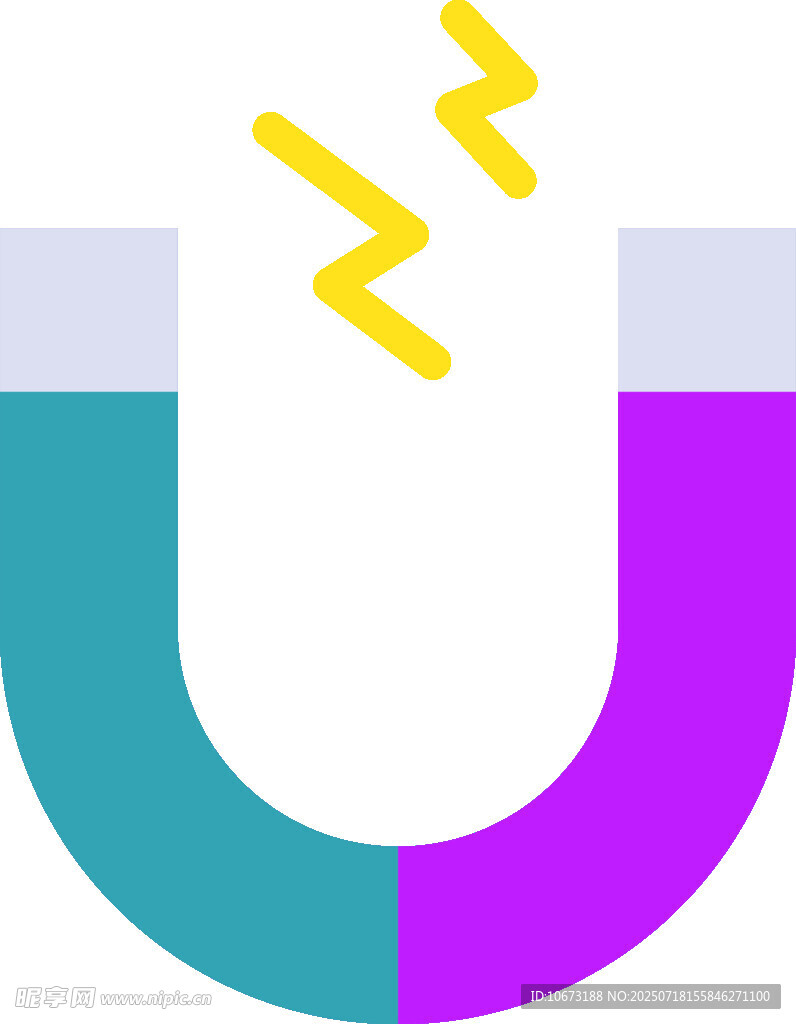 U型磁铁与闪电图标