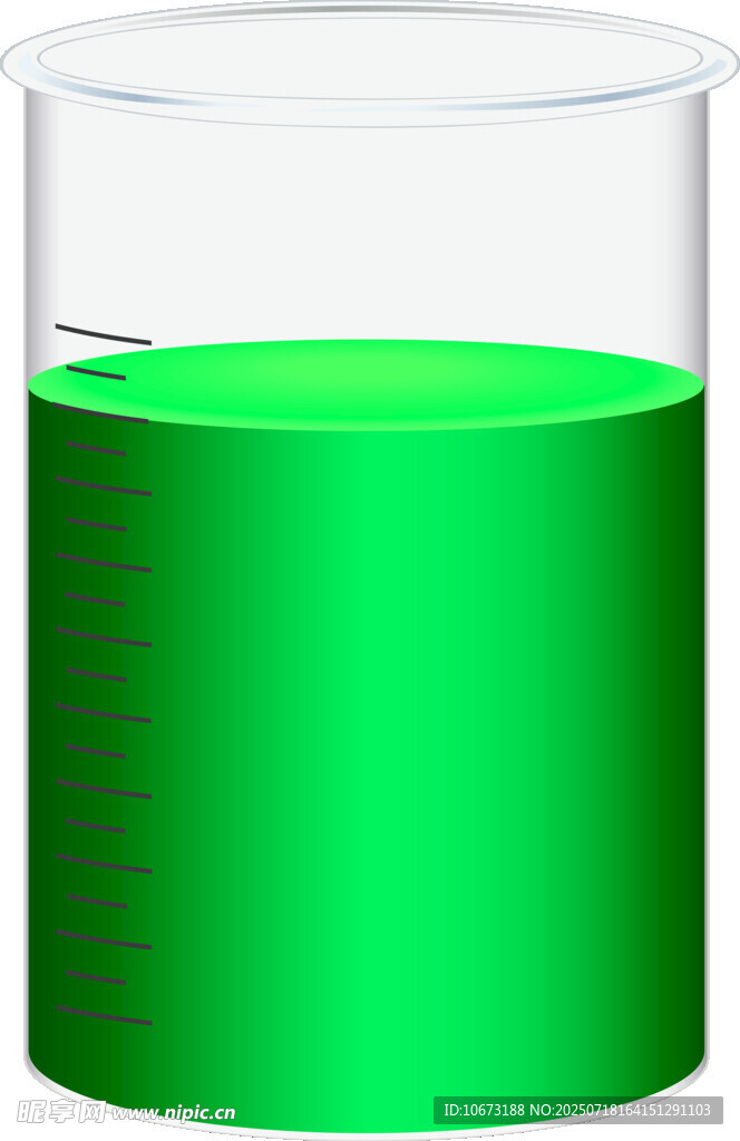 绿色液体的透明玻璃烧杯