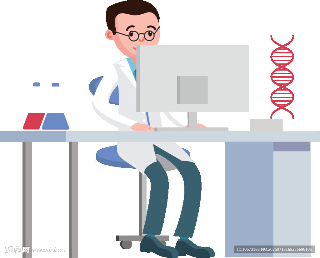 科学家专注于电脑前研究