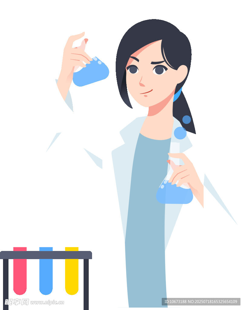 女科学家专注做实验