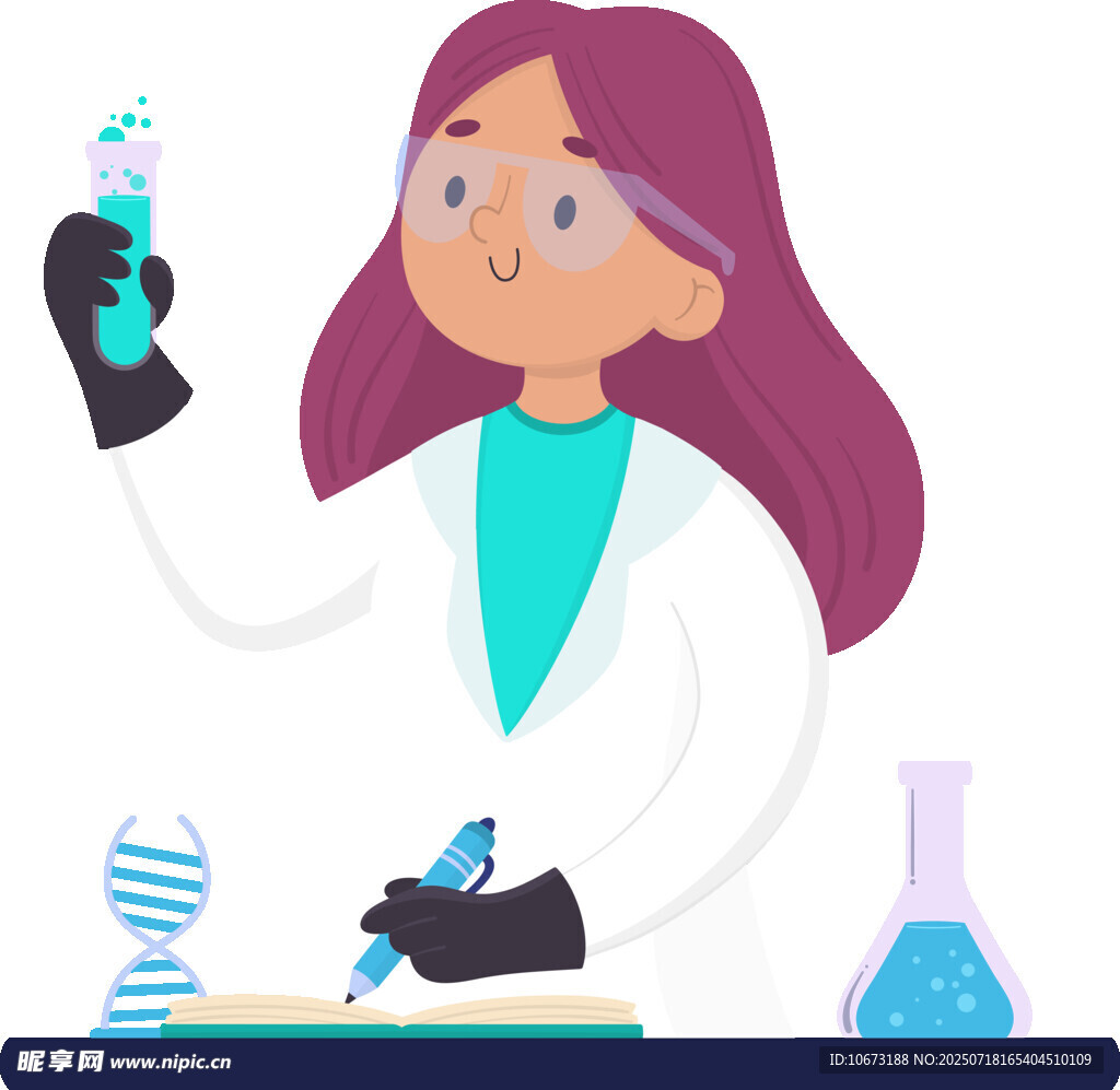 女科学家专注做实验