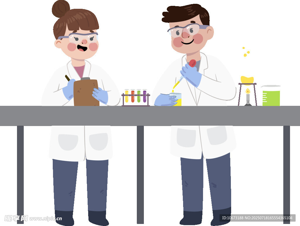 两位科学家专注实验