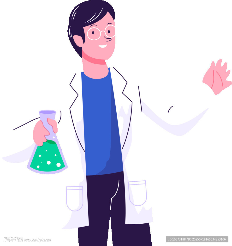 科学家手持烧瓶做实验