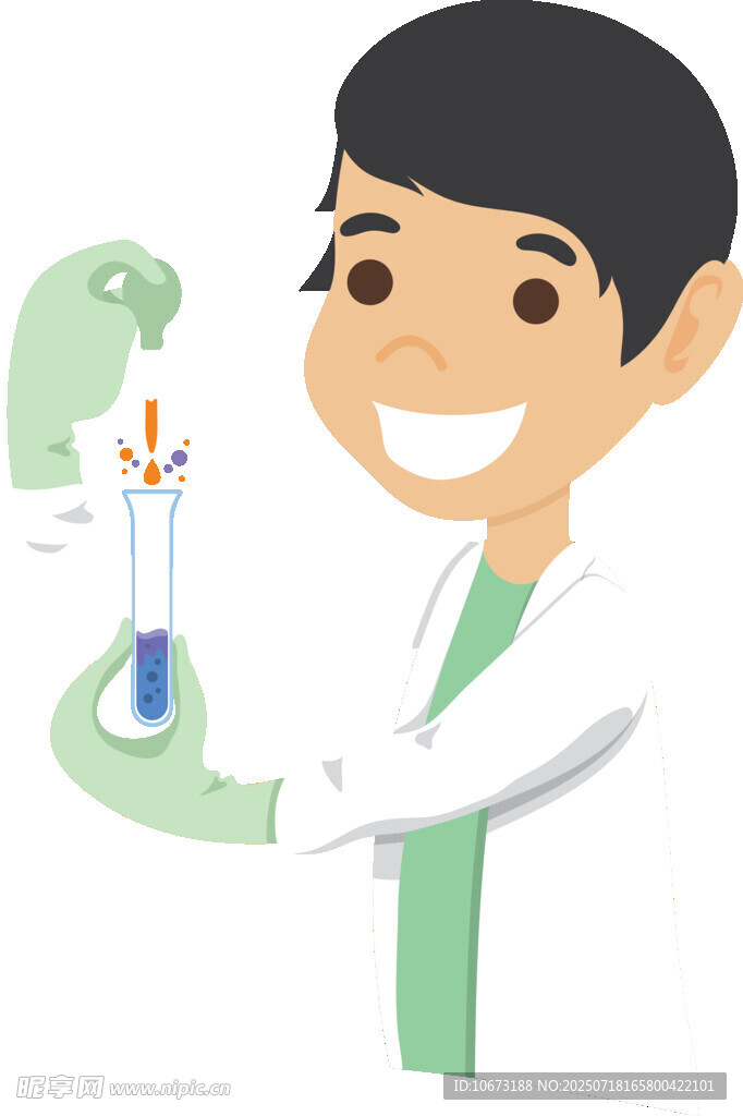 科学家手持试管与青蛙