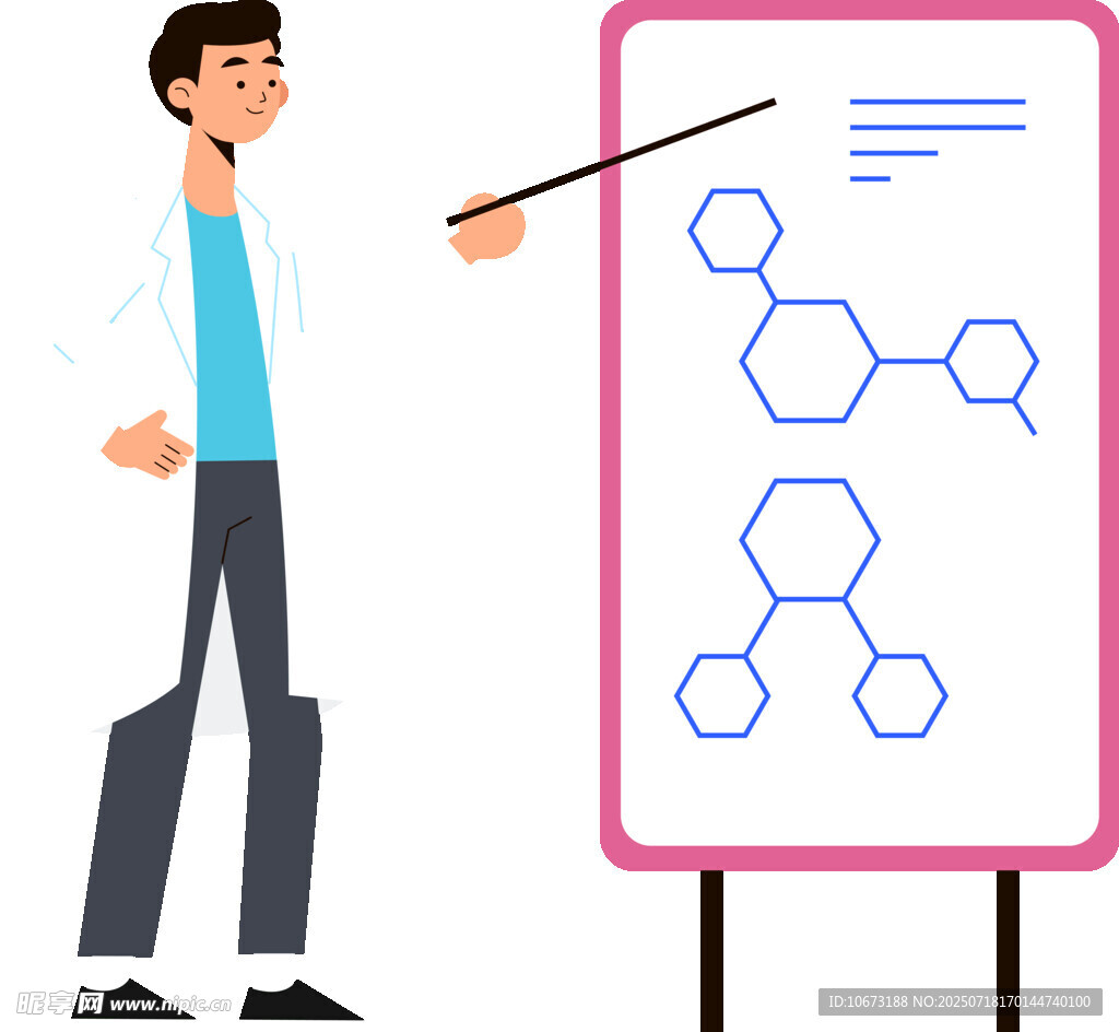 男士讲解化学结构示意图