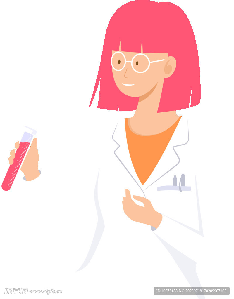 女科学家手持试管做实验