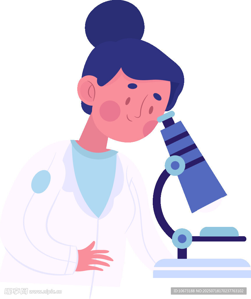 女科学家专注使用显微镜