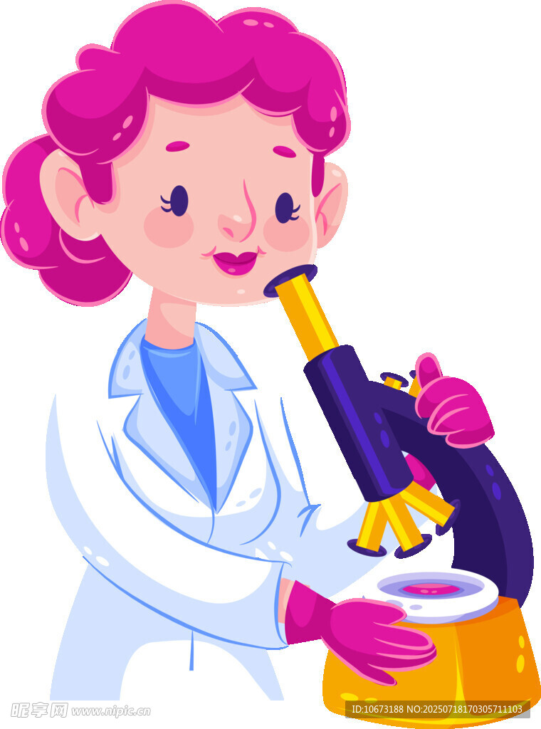 女科学家专注使用显微镜