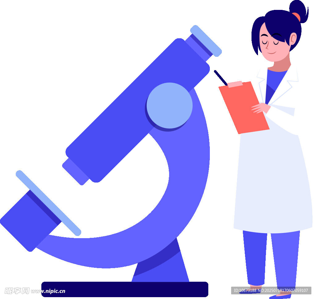 女科学家使用显微镜做记录