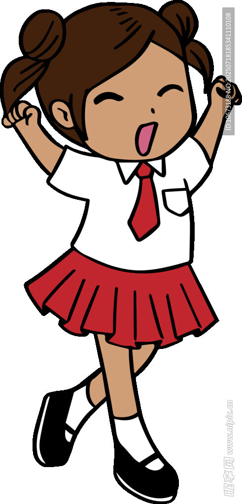欢快跳跃的校服女孩