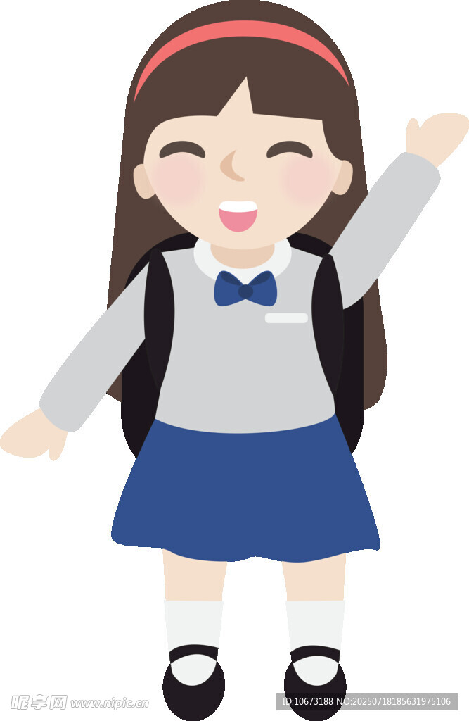 可爱女学生挥手打招呼