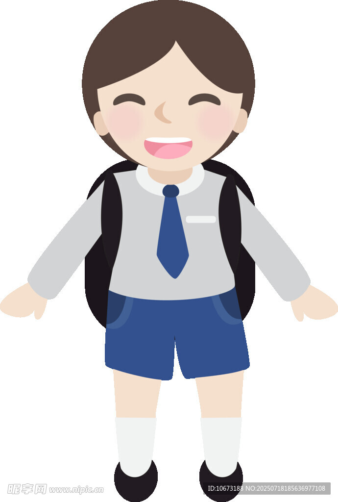 背着书包的开心小学生