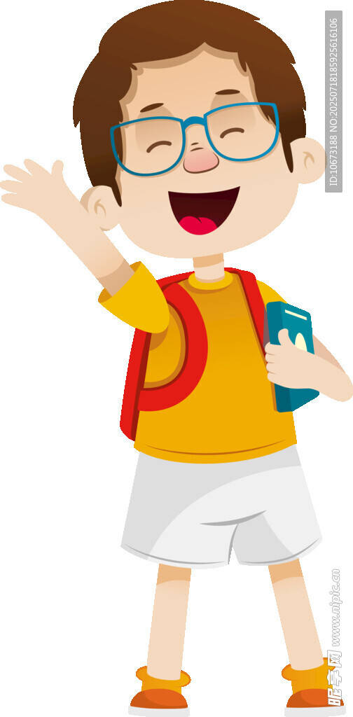 快乐上学的小男孩