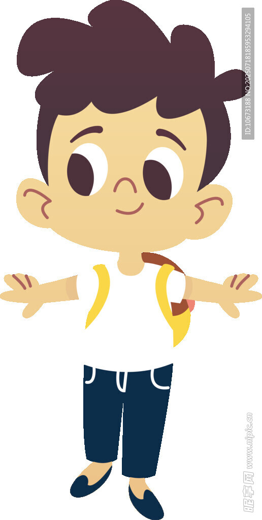 背着书包的快乐小男孩