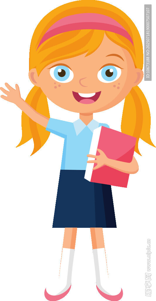 可爱女学生挥手打招呼