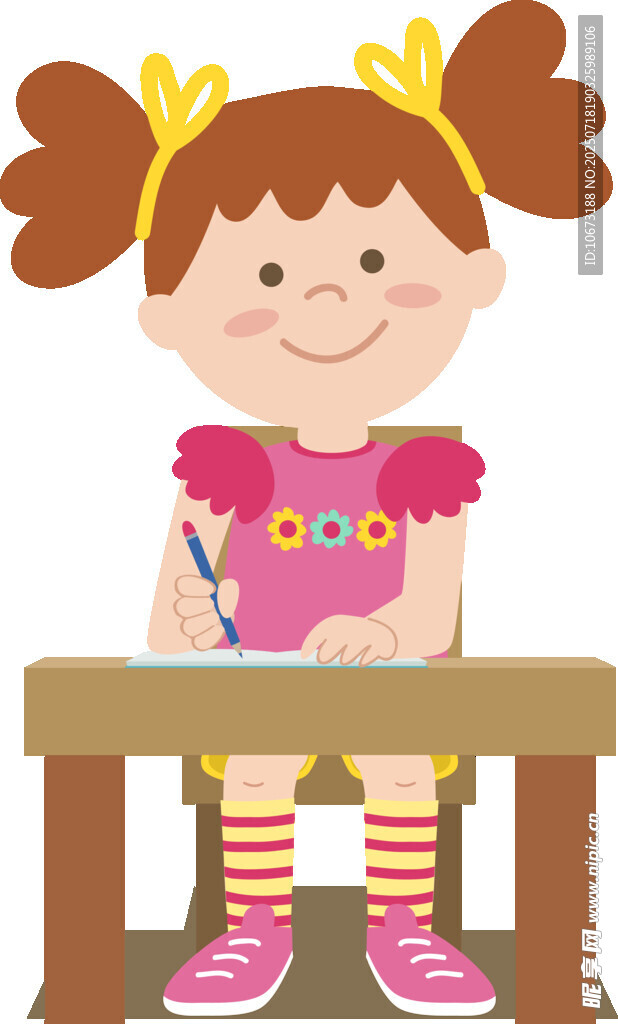 小女孩专注写字