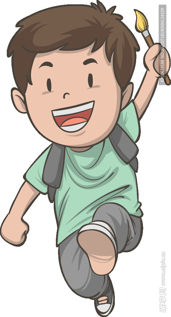 快乐上学的小男孩