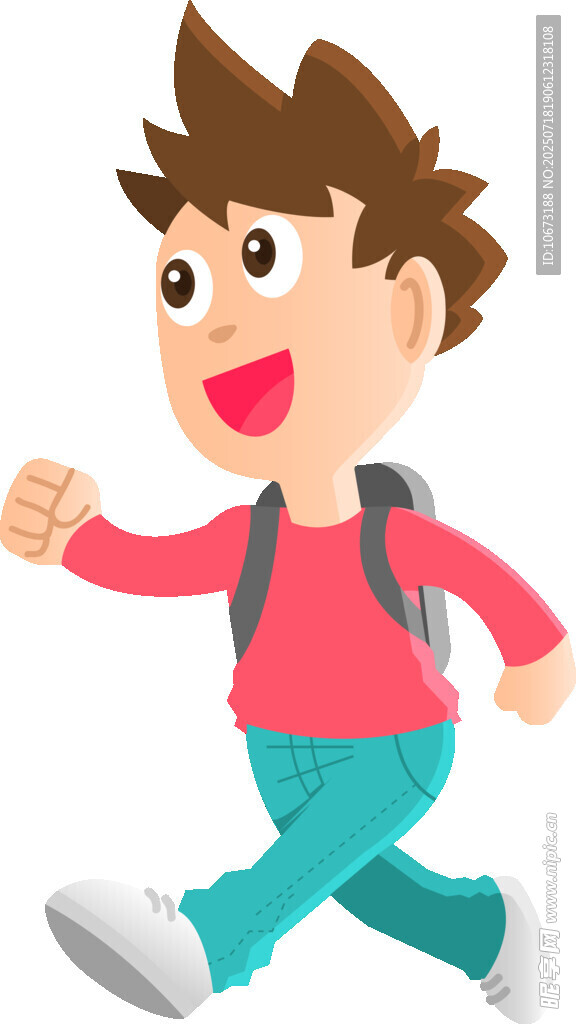 奔跑上学的小男孩