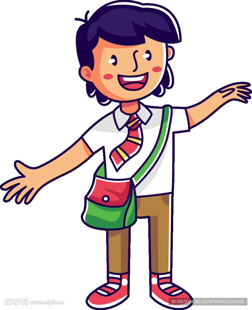 背着包的欢快小学生