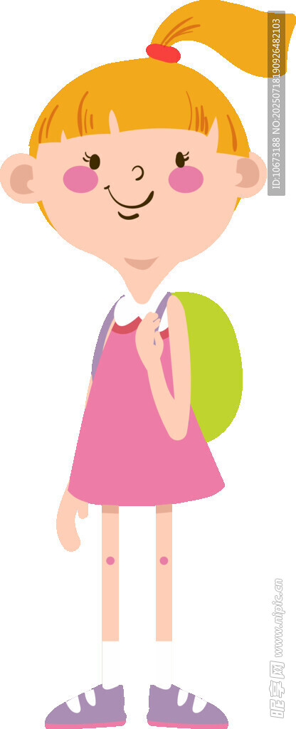 背着书包的可爱小女孩