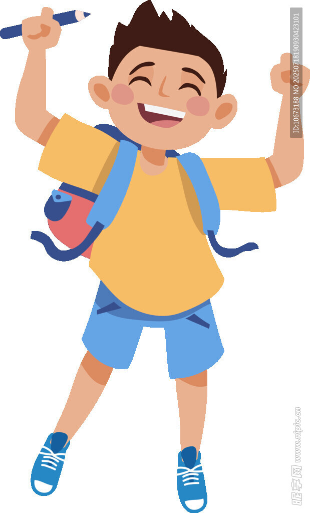 快乐上学的小男孩